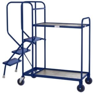 apollo uk stepped picking trolley 2 shelf blue